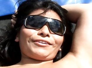 Great outdoor POV porn with nasty brunette