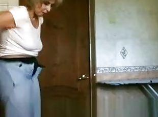 Older woman caught peeing