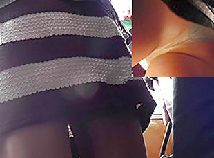 Public upskirt action with unsuspecting young chick