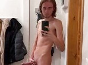 Twink masturbating before shower