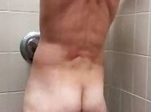 I couldn’t resist for a horny masturbation and orgasm in the public shower after a jog
