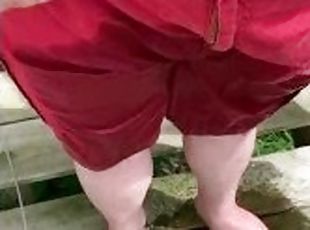Soaking my Red Shorts with Pee