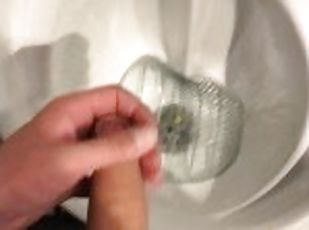 getting my DICK Hard at the PUBLIC URINAL