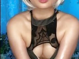 Bunny 2B Strips And Fucks Her Creamy Pussy