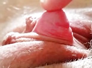 Guy playin with his hard erect clit dick.. enlarged clitoris clitty mangina