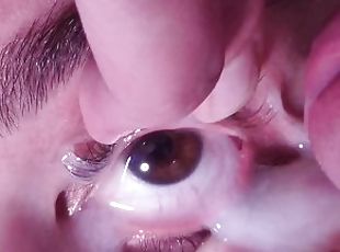 Cum into open eye extreme close up  cum desperation