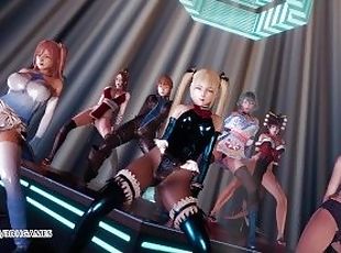 [MMD] PSY - GENTLEMAN DOA Striptease Marie Rose Honoka Misaki Mai Shiranui Tamaki Katsumi Nyotengu