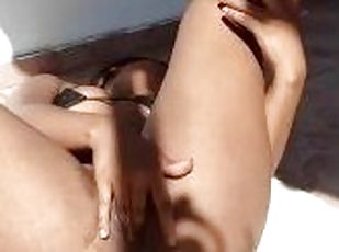18yr Gets Excited Sunbathing In The Backyard and Ends Up Touching Her Pussy