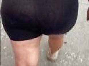 See Through shorts in the rain walking