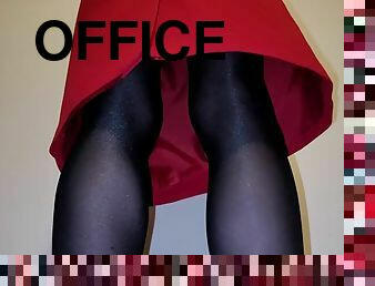 bureau-office, collants, secrétaire, transsexuelle, amateur, solo