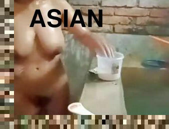 asia, payudara-besar, buatan-rumah, normal, berpayudara-besar, payudara, mandi-shower