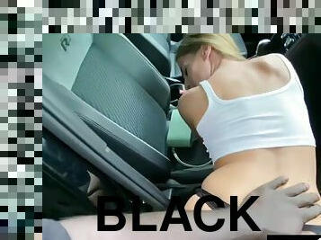 Eveline Dellai takes Freddy Gongs huge black cock in the ass on a lawn