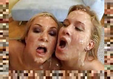 Two girls get huge facials endlessly
