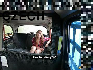 Beautiful Czech girl with glasses boned by kinky taxi driver