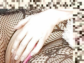 I&#039;m in a sexy mesh suit rubbing my hairy pussy