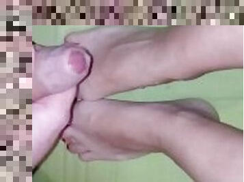 Cum in feet with red nails