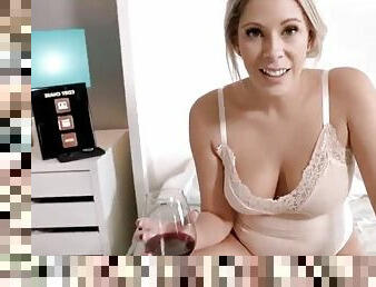 Tempting stepmom drinks wine and wants big cock