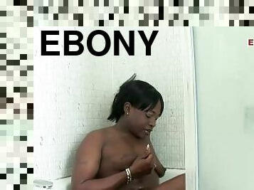 Curvy Ebony slut gets her black pussy fucked wild in the bathroom in an amateur porno