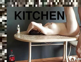 Plowing a naughty mommy in her kitchen