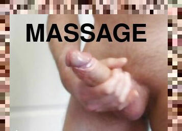I massage my cock in the bathroom during 30 minutes of masturbation, finished with cumshot