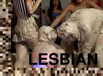 pesta, lesbian-lesbian, gulat, realitas