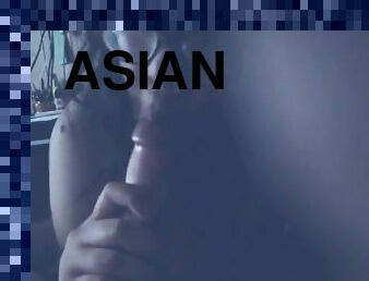 Chubby asian sucks cock