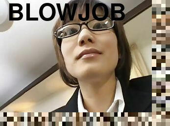 Pov blowjob from an asian hottie in an office