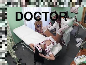 Perverted Doctor Scares Patient With His Halloween Nurse