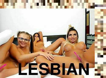 3 naughty babes teasing on webcam - lesbian trio