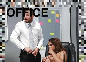 Check out big tits on this sexy office manager. Soft tit flesh.