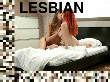 vagina-pussy, lesbian-lesbian, remaja, berambut-merah, pakaian-dalam-wanita