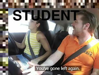 Student driver publicly suck instructor before pussyfu