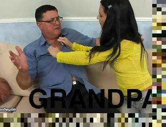 Teen hottie fucks chubby grandpa