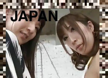 Two japanese sluts fucked through their sexy dresses