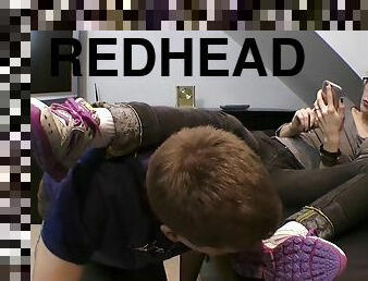 Red head tramples a guy