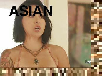 Asian roomie on sweet ebony pussy