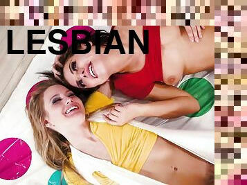 payudara-besar, vagina-pussy, lesbian-lesbian, remaja, berambut-pirang, bersetubuh, cantik