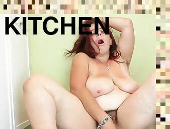 GILF Playing In The Kitchen - amateur solo