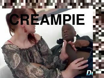 White woman fucked & creampied by black guy in front of husband