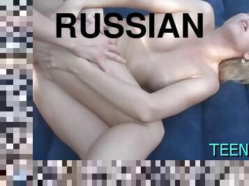 Curvy blonde Russian Valeria sucks hard