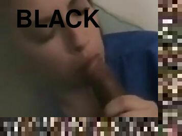 White girl sucks black dick before work