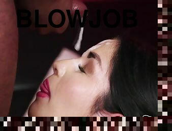 Loren Minardi interracial blowjob and facial