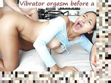 She fucks herself with a vibrator before letting the guy has his turn - Christina Rio