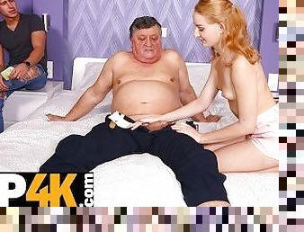 DADDY4K. Fat daddy uses cash to get access to tight pussy of son's GF