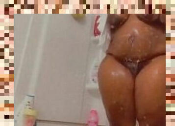 Ebony bbw taking a shower