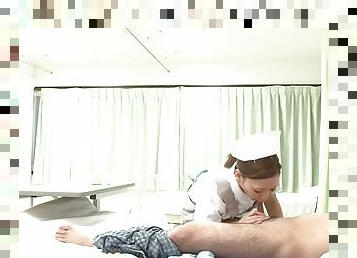 Japanese nurse mio kuraki surprises a patient with a blowjob