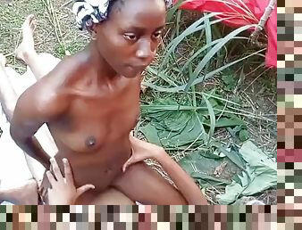 Adaobi was caught urinating on a farmland and got her pussy punished by a BBC area boy.