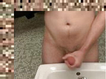 Cumming in rest stop bathroom