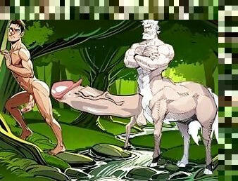 Centaur with monster cock breeds a muscular gay in the woods Hentai Cartoon Animation