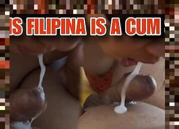asia, blowjob-seks-dengan-mengisap-penis, menelan, pelacur-slut, kotor, sperma, filipina